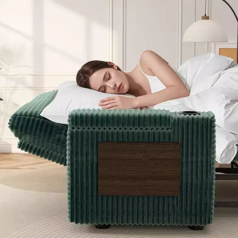Dyonery 65.5 Divano Letto Trasformabile 4 in 1 con Schienali Regolabili, Ricarica USB e Type-C, Portabicchieri, Tasche Laterali, Montaggio Senza Attrezzi, Verde