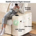 Dyonery 65.5 Divano Letto Trasformabile 4 in 1 con Schienali Regolabili, Ricarica USB e Type-C, Portabicchieri, Tasche Laterali, Montaggio Senza Attrezzi, Verde