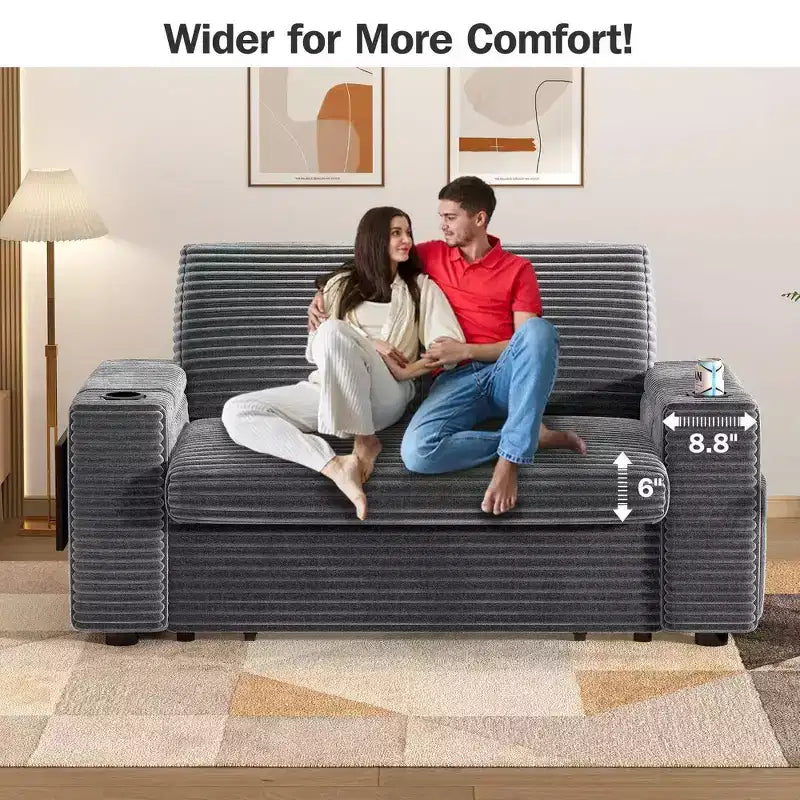 Dyonery 65.5 Divano Letto Trasformabile 4 in 1 con Schienali Regolabili, Ricarica USB e Type-C, Portabicchieri, Tasche Laterali, Montaggio Senza Attrezzi, Verde