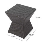 Table d'appoint d'extérieur en osier avec cadre en fer, résistante aux intempéries, légère, aucun assemblage requis, 16,25x16,25x18, parfaite pour la terrasse et la décoration intérieure