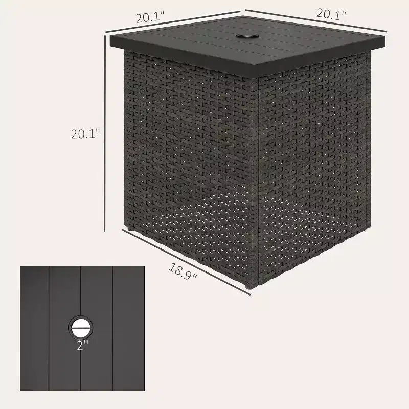 Tavolino NAYSAYE con foro per ombrellone - Tavolino da esterno con foro per ombrellone da 1,5, tavolino da esterno in PE rattan con base per ombrellone per terrazza, giardino, piscina, marrone