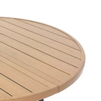 NAYSAYE Tavolo da patio rotondo con doghe in finto legno Foro per ombrellone a grana realistica Resistente alla ruggine per esterni, 41,14*41,14*28,35