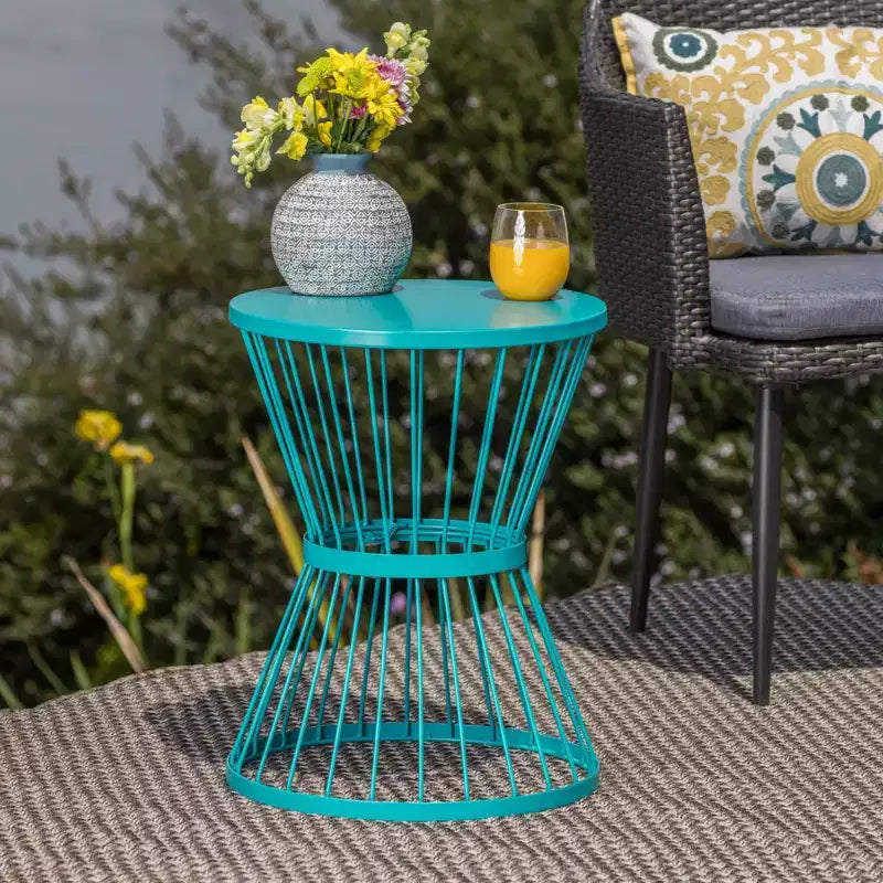 Table d'appoint en acier inoxydable NAYSAYE, table d'appoint résistante aux intempéries pour patio, balcon et espaces de vie extérieurs, 16,25 x 16,25 x 21 po