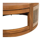 NAYSAYE Table basse d'extérieur bohème avec accent en corde tressée à la main, table de patio toutes saisons en bois d'acacia pour jardin balcon, naturelle, 27,95*27,95*12,4