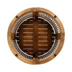 NAYSAYE Tavolino da Esterno in Legno di Acacia con Accenti in Corda Intrecciata a Mano, Resistente alle Intemperie, Stile Boho, per Giardino, Naturale, 16.9*16.9*16.34