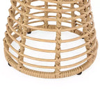 ModernLuxe Table d'appoint 39,4 cm Boho en rotin synthétique, plateau en verre trempé, table d'appoint sablier tressée pour patio/salon, marron