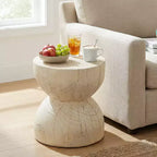 Tavolino rotondo da esterno e interno, tavolino decorativo in MGO resistente alle intemperie, nessun assemblaggio richiesto - ModernLuxe