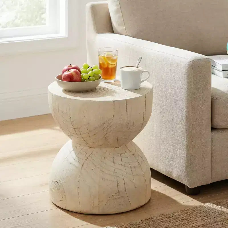 Tavolino rotondo da esterno e interno, tavolino decorativo in MGO resistente alle intemperie, nessun assemblaggio richiesto - ModernLuxe