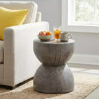 Round Patio End Table Indoor&Outdoor Side Table, MGO Weather Resistant Decorative Accent Table, No Assembly - ModernLuxe