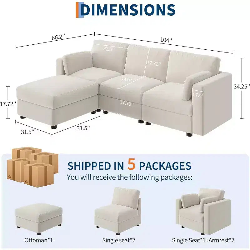 Divano componibile a L Acekool, divano a 9 posti con 2 pouf contenitore, 2 cuscini, divano letto profondo in ciniglia per soggiorno