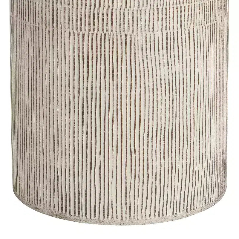 Table d'appoint de patio ronde, table d'appoint intérieure et extérieure, table d'appoint décorative résistante aux intempéries, support de plantes de jardin, blanche, aucun assemblage - ModernLuxe
