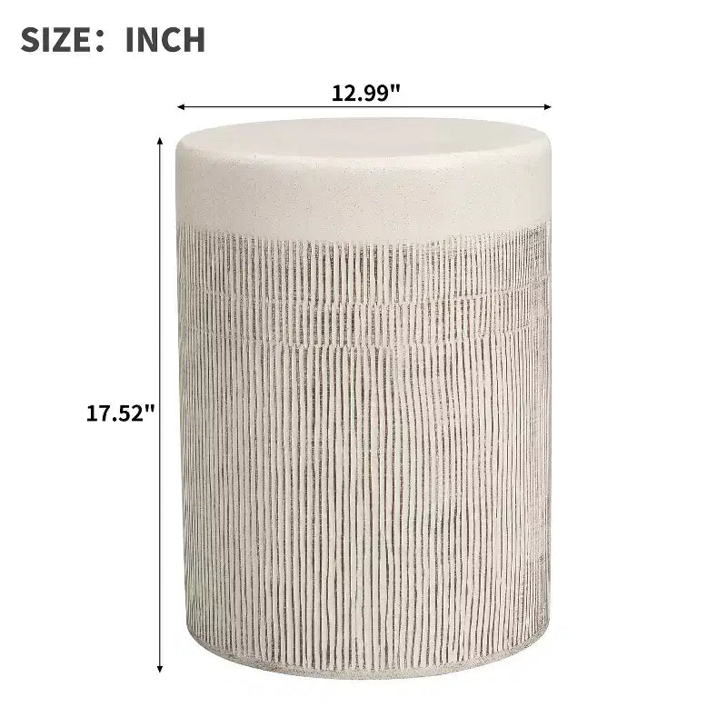 Table d'appoint de patio ronde, table d'appoint intérieure et extérieure, table d'appoint décorative résistante aux intempéries, support de plantes de jardin, blanche, aucun assemblage - ModernLuxe