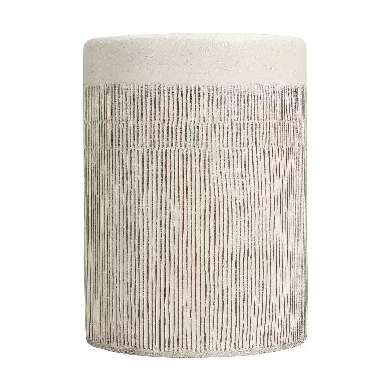 Table d'appoint de patio ronde, table d'appoint intérieure et extérieure, table d'appoint décorative résistante aux intempéries, support de plantes de jardin, blanche, aucun assemblage - ModernLuxe