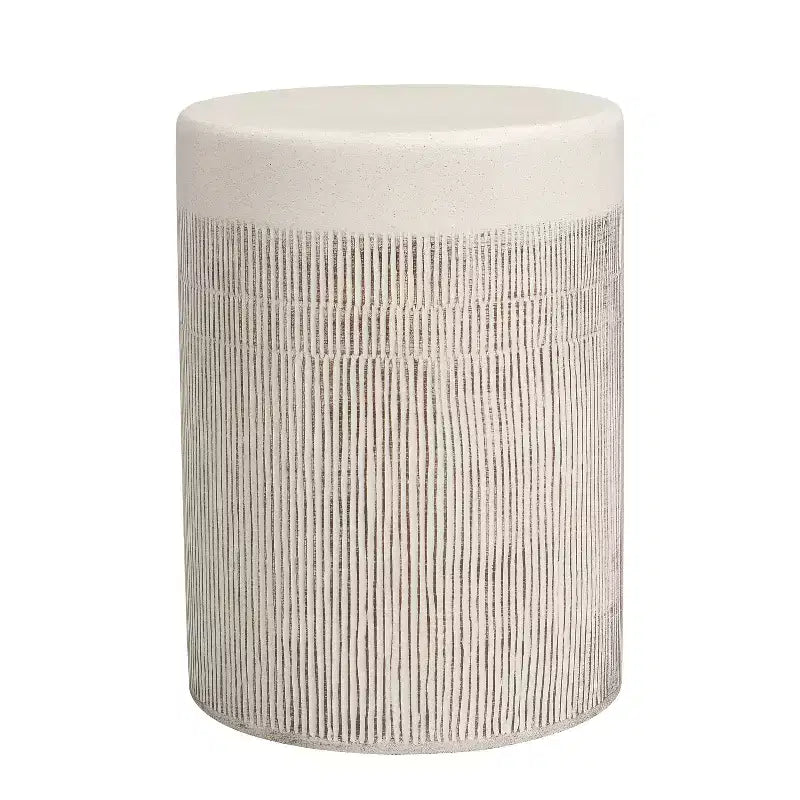 Table d'appoint de patio ronde, table d'appoint intérieure et extérieure, table d'appoint décorative résistante aux intempéries, support de plantes de jardin, blanche, aucun assemblage - ModernLuxe