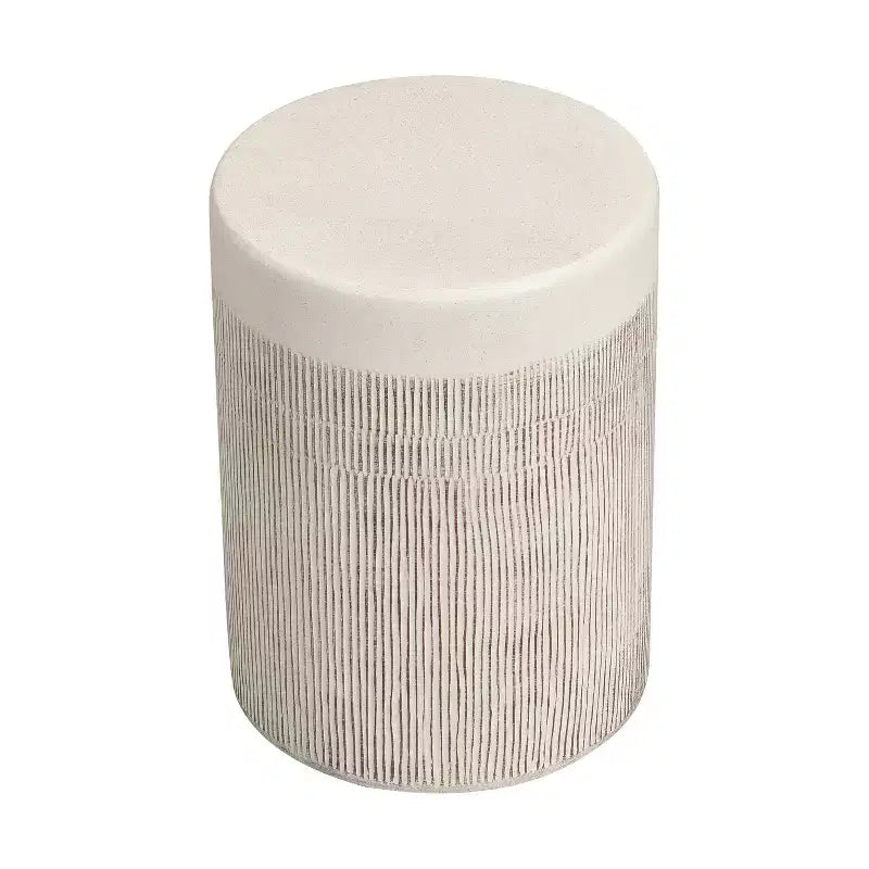 Table d'appoint de patio ronde, table d'appoint intérieure et extérieure, table d'appoint décorative résistante aux intempéries, support de plantes de jardin, blanche, aucun assemblage - ModernLuxe