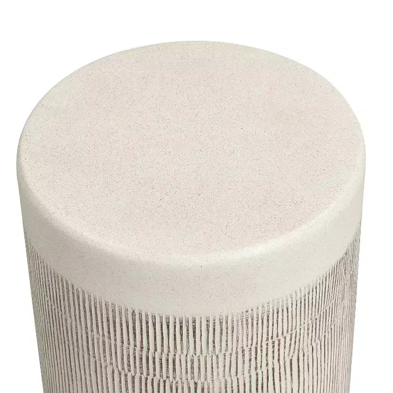Table d'appoint de patio ronde, table d'appoint intérieure et extérieure, table d'appoint décorative résistante aux intempéries, support de plantes de jardin, blanche, aucun assemblage - ModernLuxe