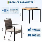Set da pranzo da esterno 3 pezzi