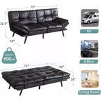 Dyonery 71 Canapé Futon Convertible, Canapé-Lit en Mousse à Mémoire de Forme, Dossier et Accoudoirs Réglables, Canapé Moderne pour Bureau à Domicile