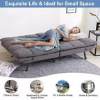 Dyonery 71 Canapé Futon Convertible, Canapé-Lit en Mousse à Mémoire de Forme, Dossier et Accoudoirs Réglables, Canapé Moderne pour Bureau à Domicile