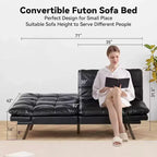 Dyonery 71 Canapé Futon Convertible, Canapé-Lit en Mousse à Mémoire de Forme, Dossier et Accoudoirs Réglables, Canapé Moderne pour Bureau à Domicile
