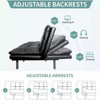 Dyonery 71 Canapé Futon Convertible, Canapé-Lit en Mousse à Mémoire de Forme, Dossier et Accoudoirs Réglables, Canapé Moderne pour Bureau à Domicile
