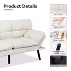 Dyonery 71 Canapé Futon Convertible, Canapé-Lit en Mousse à Mémoire de Forme, Dossier et Accoudoirs Réglables, Canapé Moderne pour Bureau à Domicile