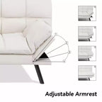 Dyonery 71 Canapé Futon Convertible, Canapé-Lit en Mousse à Mémoire de Forme, Dossier et Accoudoirs Réglables, Canapé Moderne pour Bureau à Domicile