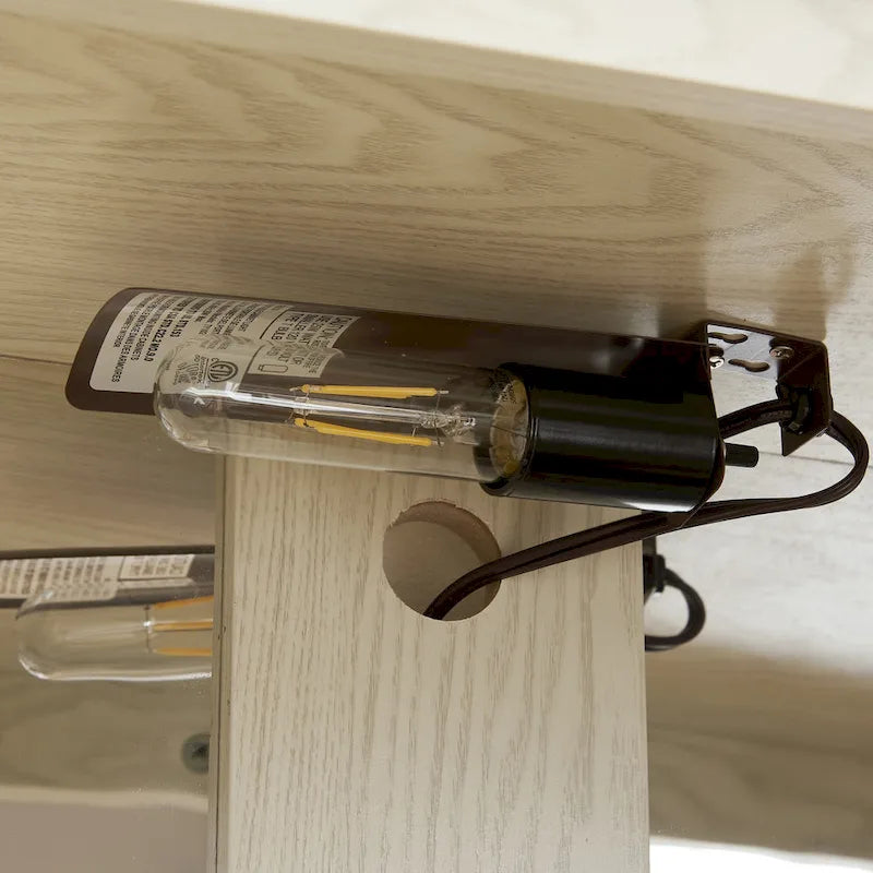 Vetrinetta Illuminata con Ripiani Regolabili, 2 Ante e 1 Cassetto