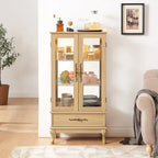Vetrinetta Illuminata con Ripiani Regolabili, 2 Ante e 1 Cassetto