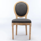 Sedia da pranzo ovale in stile francese, set di 2 – rivestimento in lino, struttura in legno massello
