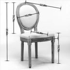Sedia da pranzo ovale in stile francese, set di 2 – rivestimento in lino, struttura in legno massello