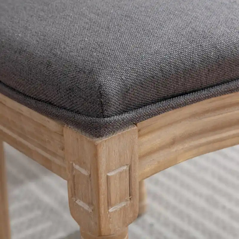 Sedia da pranzo ovale in stile francese, set di 2 – rivestimento in lino, struttura in legno massello