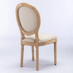 Sedia da pranzo ovale in stile francese, set di 2 – rivestimento in lino, struttura in legno massello