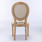 Sedia da pranzo ovale in stile francese, set di 2 – rivestimento in lino, struttura in legno massello