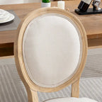 Sedia da pranzo ovale in stile francese, set di 2 – rivestimento in lino, struttura in legno massello