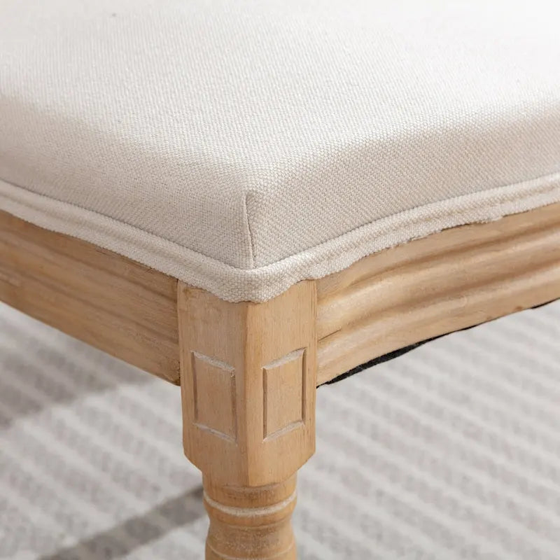 Sedia da pranzo ovale in stile francese, set di 2 – rivestimento in lino, struttura in legno massello