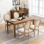 Sedia da pranzo ovale in stile francese, set di 2 – rivestimento in lino, struttura in legno massello