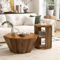 Set di 2 tavolini da caffè ottagonali in legno massello da 80 cm