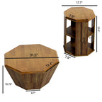 Set di 2 tavolini da caffè ottagonali in legno massello da 80 cm
