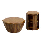 Set di 2 tavolini da caffè ottagonali in legno massello da 80 cm
