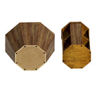 Set di 2 tavolini da caffè ottagonali in legno massello da 80 cm