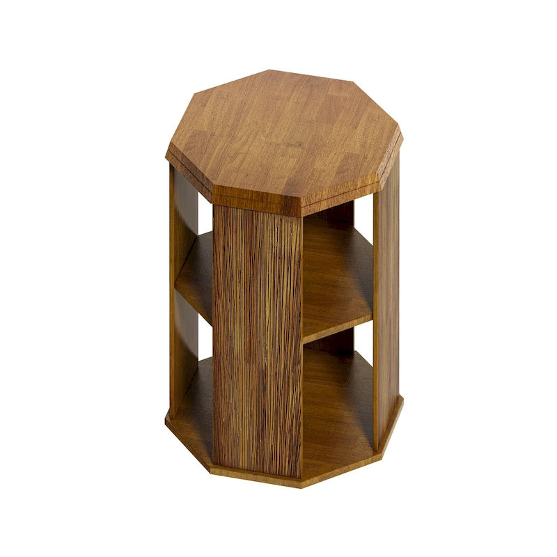 Set di 2 tavolini da caffè ottagonali in legno massello da 80 cm