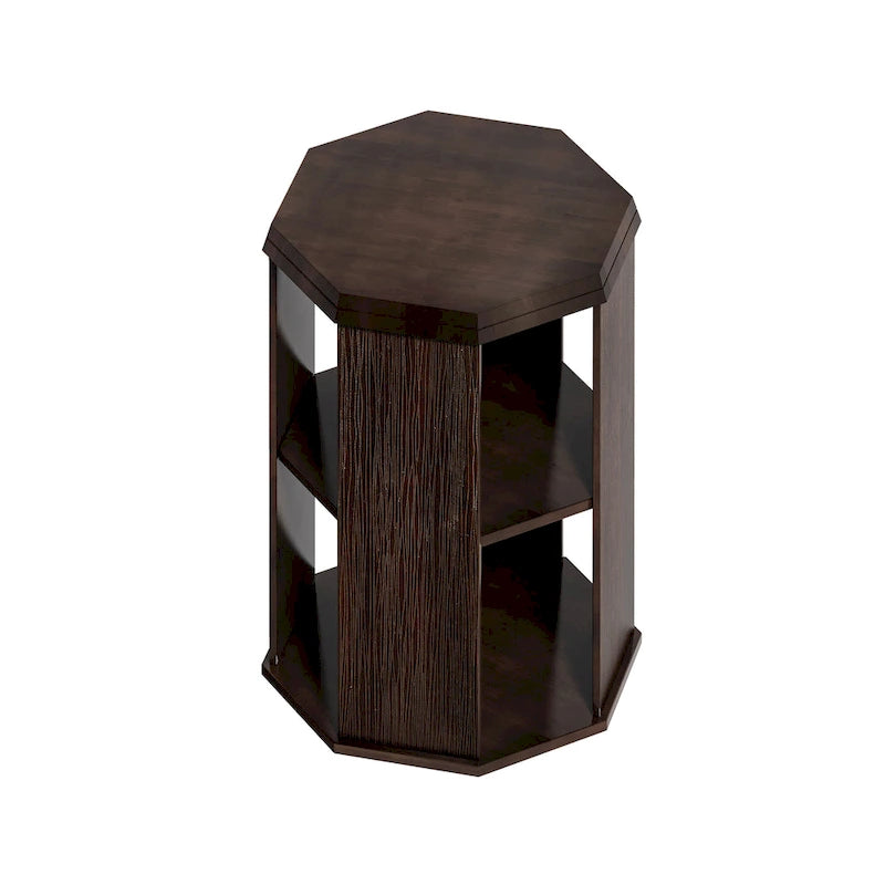 Set di 2 tavolini da caffè ottagonali in legno massello da 80 cm