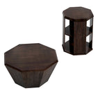 Set di 2 tavolini da caffè ottagonali in legno massello da 80 cm