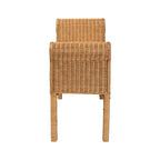 Panchina decorativa in rattan naturale intrecciato a mano con dettagli smerlati