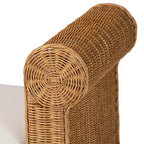 Panchina decorativa in rattan naturale intrecciato a mano con dettagli smerlati
