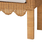 Panchina decorativa in rattan naturale intrecciato a mano con dettagli smerlati