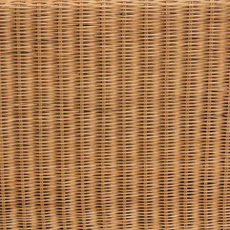Panchina decorativa in rattan naturale intrecciato a mano con dettagli smerlati
