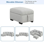 Divano letto estraibile a L con porte USB, prese di corrente e pouf contenitore