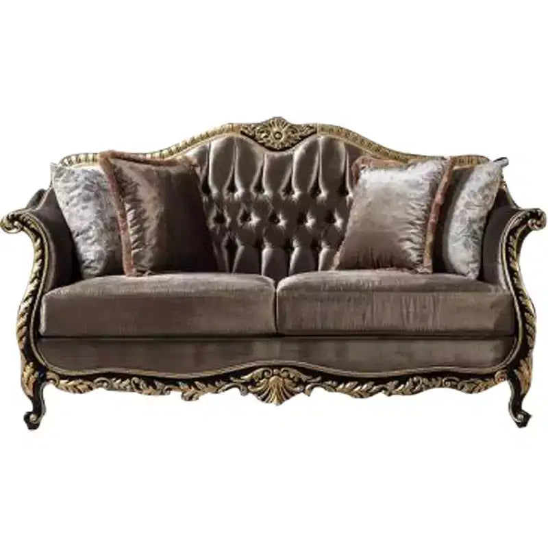 75" Betria Sofa Light Green Velvet, Gold and Black High Gloss Finish - Acme Furniture